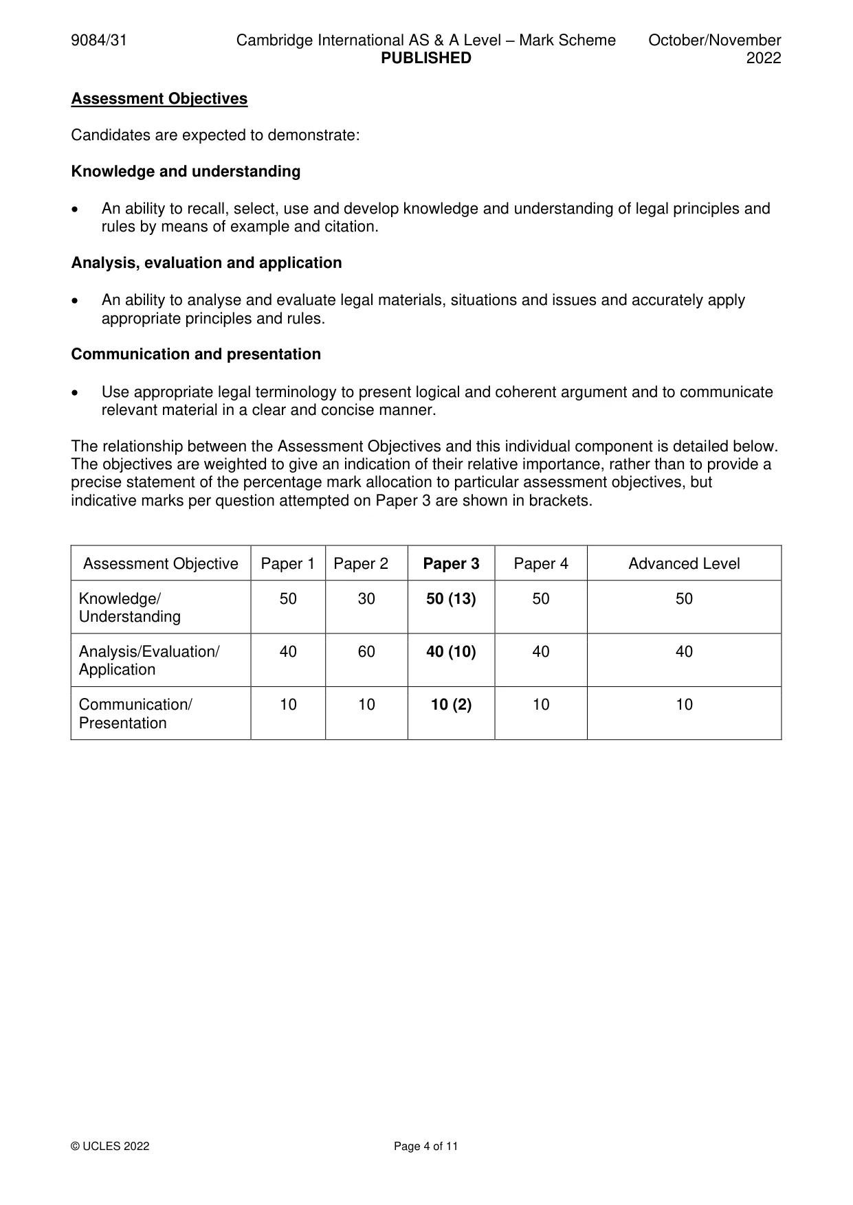 Mark scheme, page 4 of 11