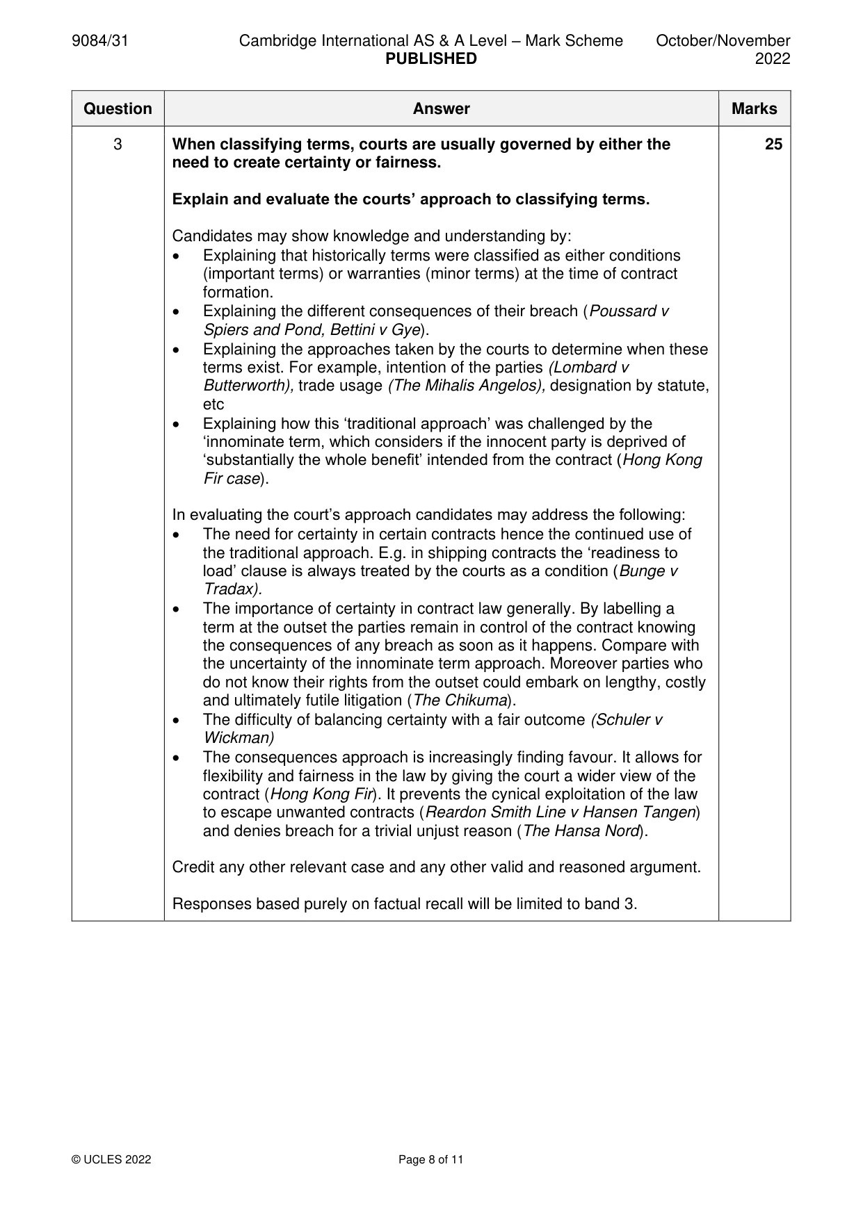 Mark scheme, page 8 of 11