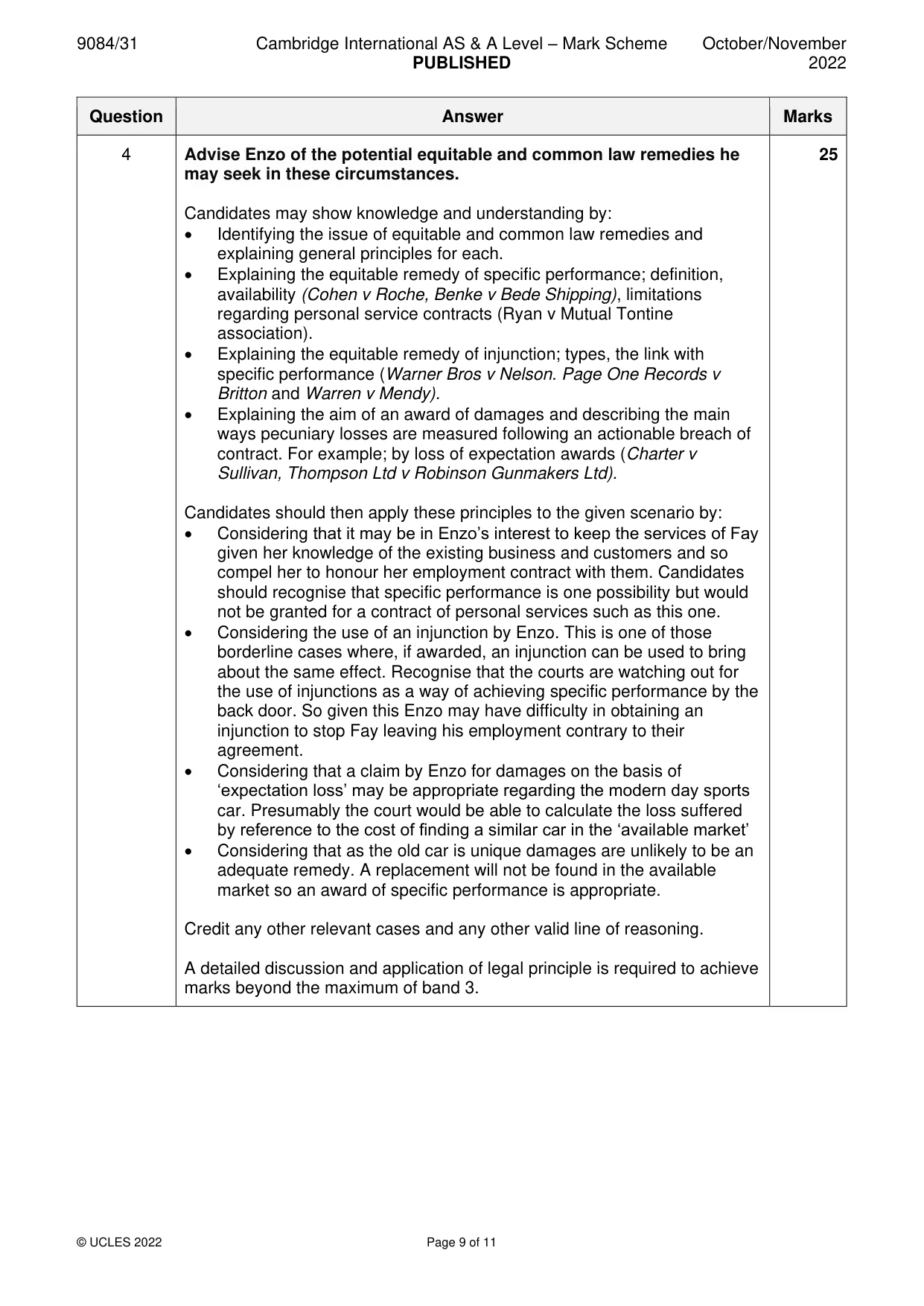 Mark scheme, page 9 of 11