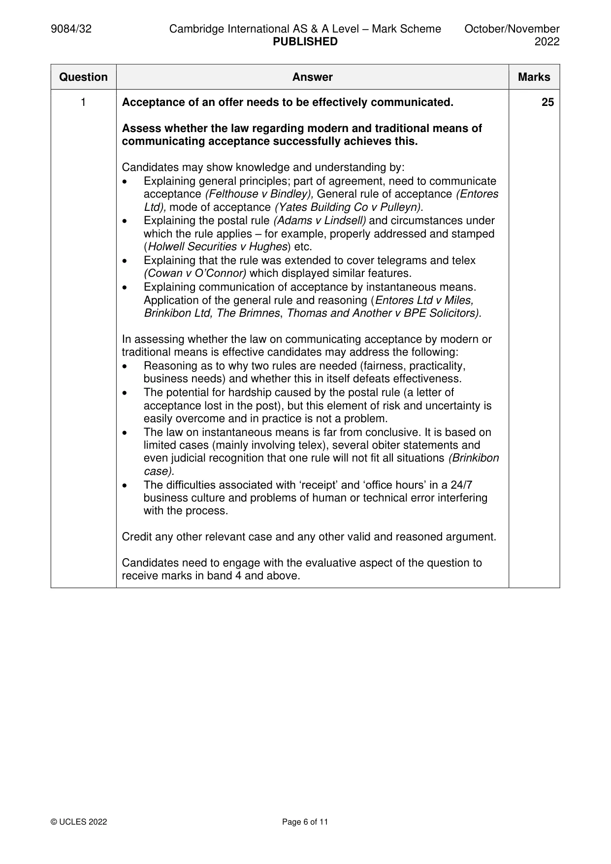 Mark scheme, page 6 of 11