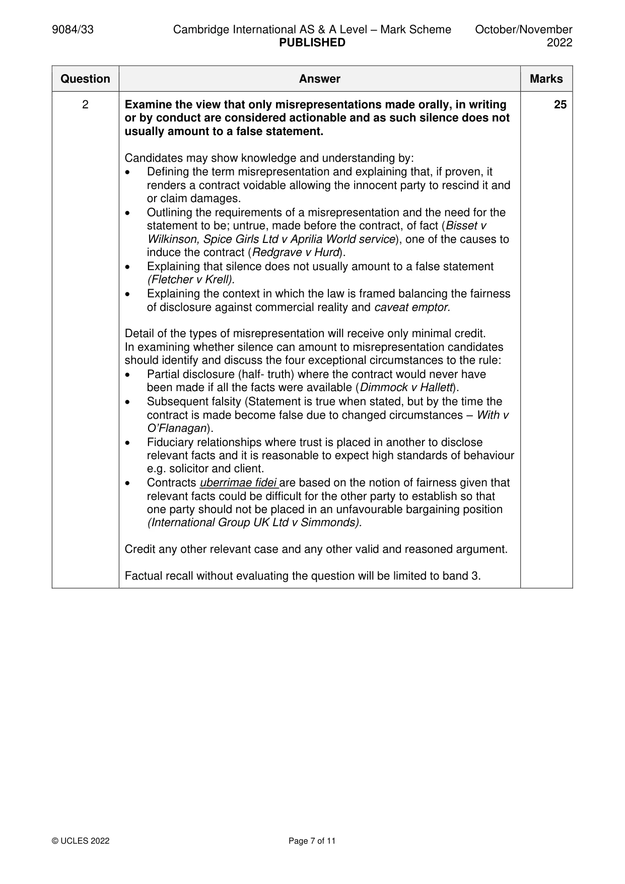 Mark scheme, page 7 of 11