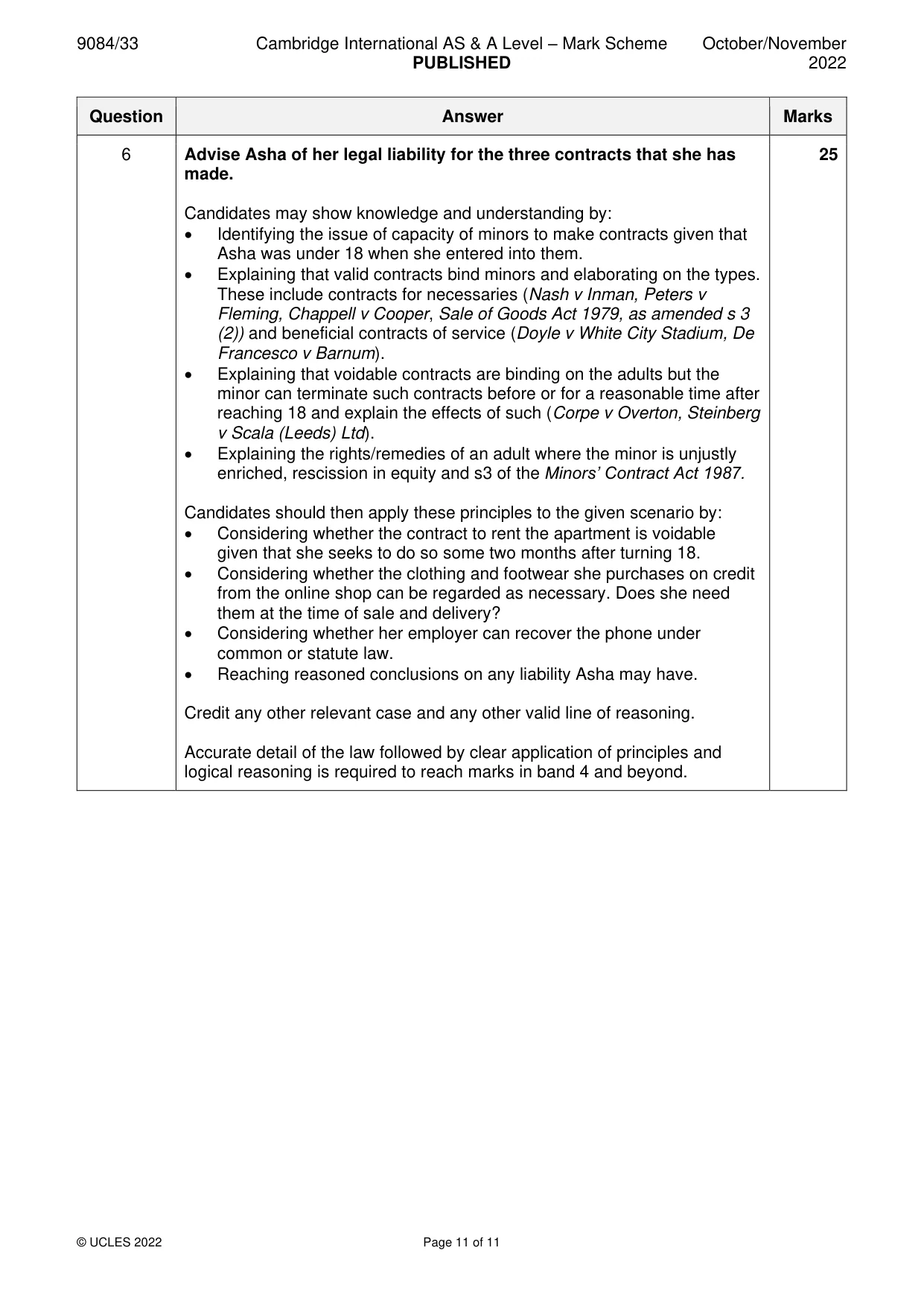 Mark scheme, page 11 of 11