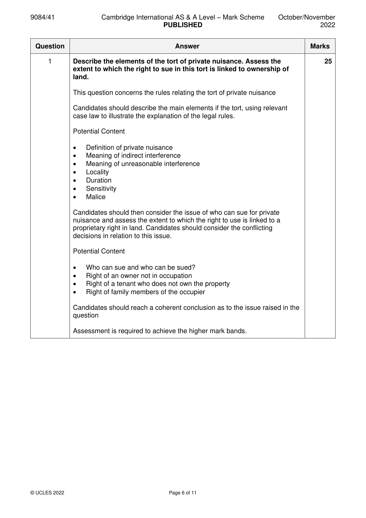Mark scheme, page 6 of 11