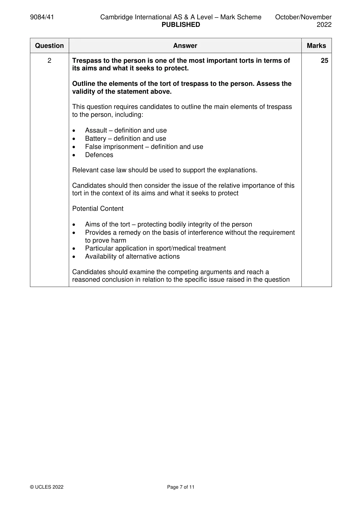 Mark scheme, page 7 of 11
