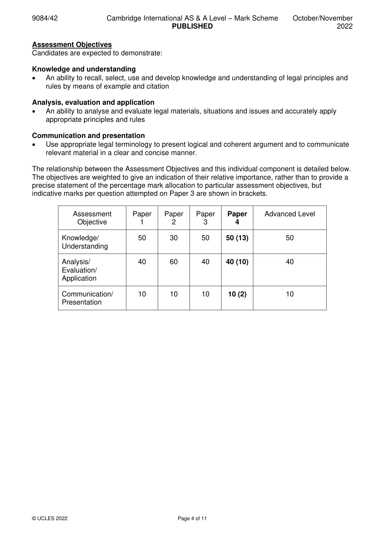 Mark scheme, page 4 of 11