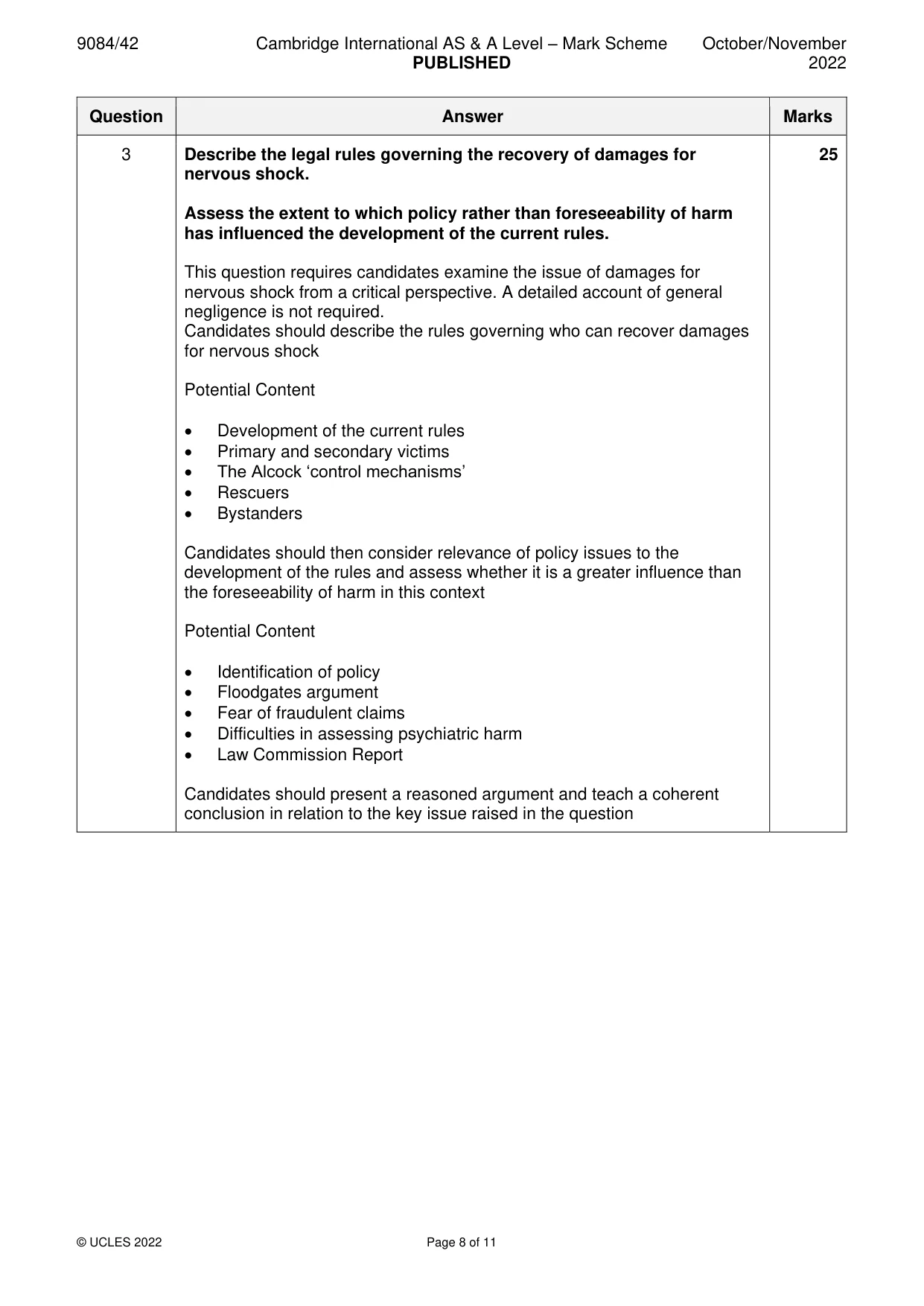 Mark scheme, page 8 of 11