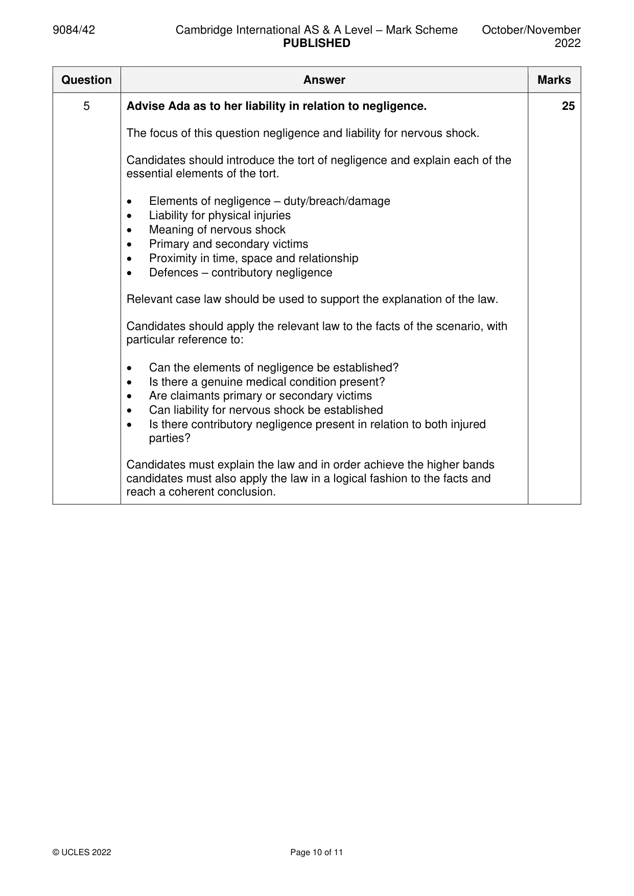 Mark scheme, page 10 of 11