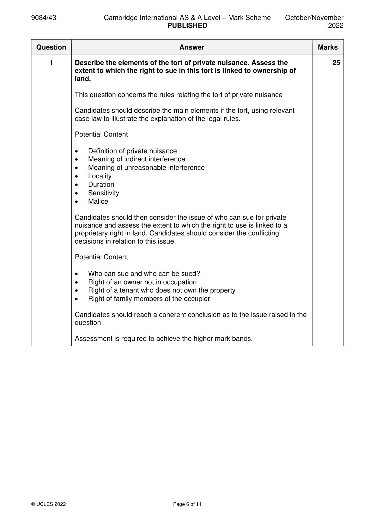 Mark scheme, page 6 of 11