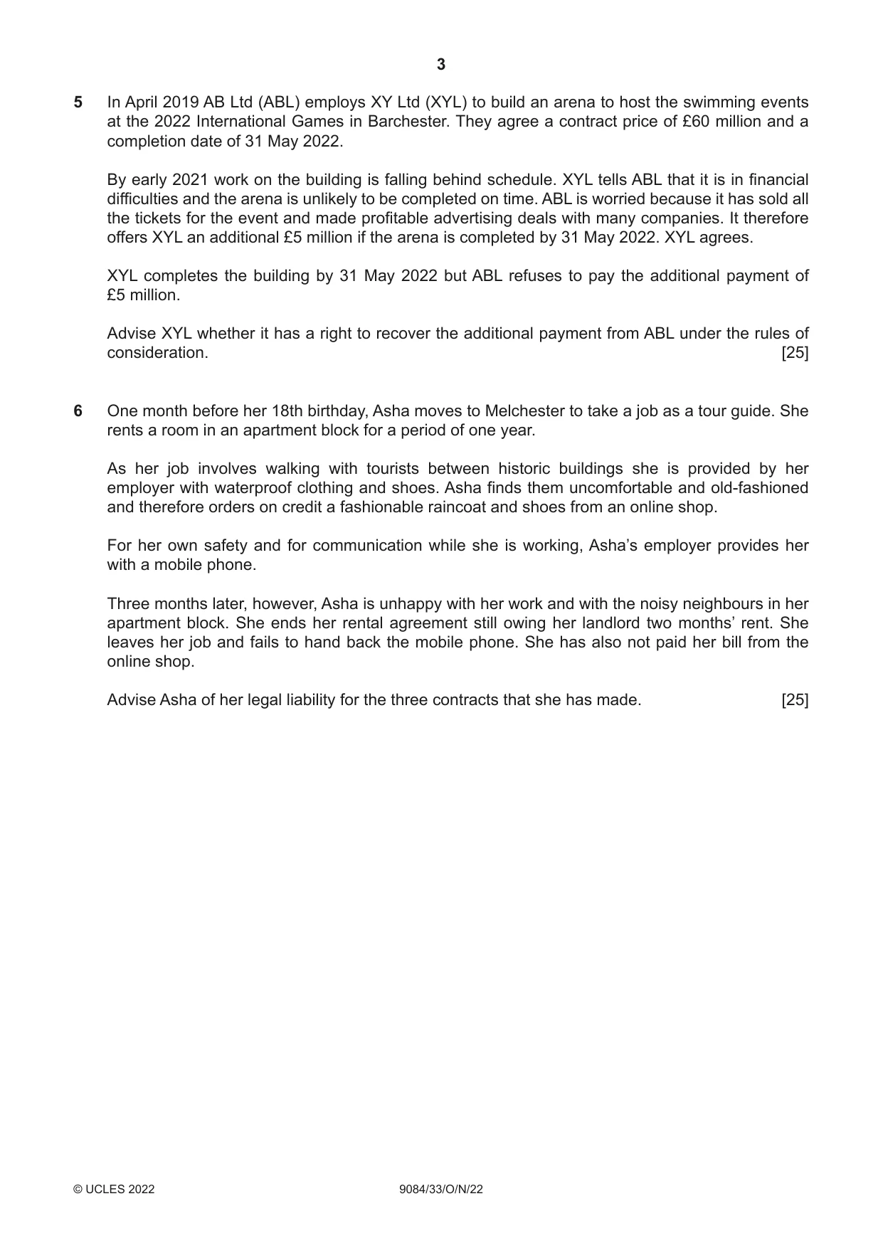 Cambridge A Level Law 9084 2022 Oct/Nov Paper 3 · Variant 3 question paper, page 3 of 4