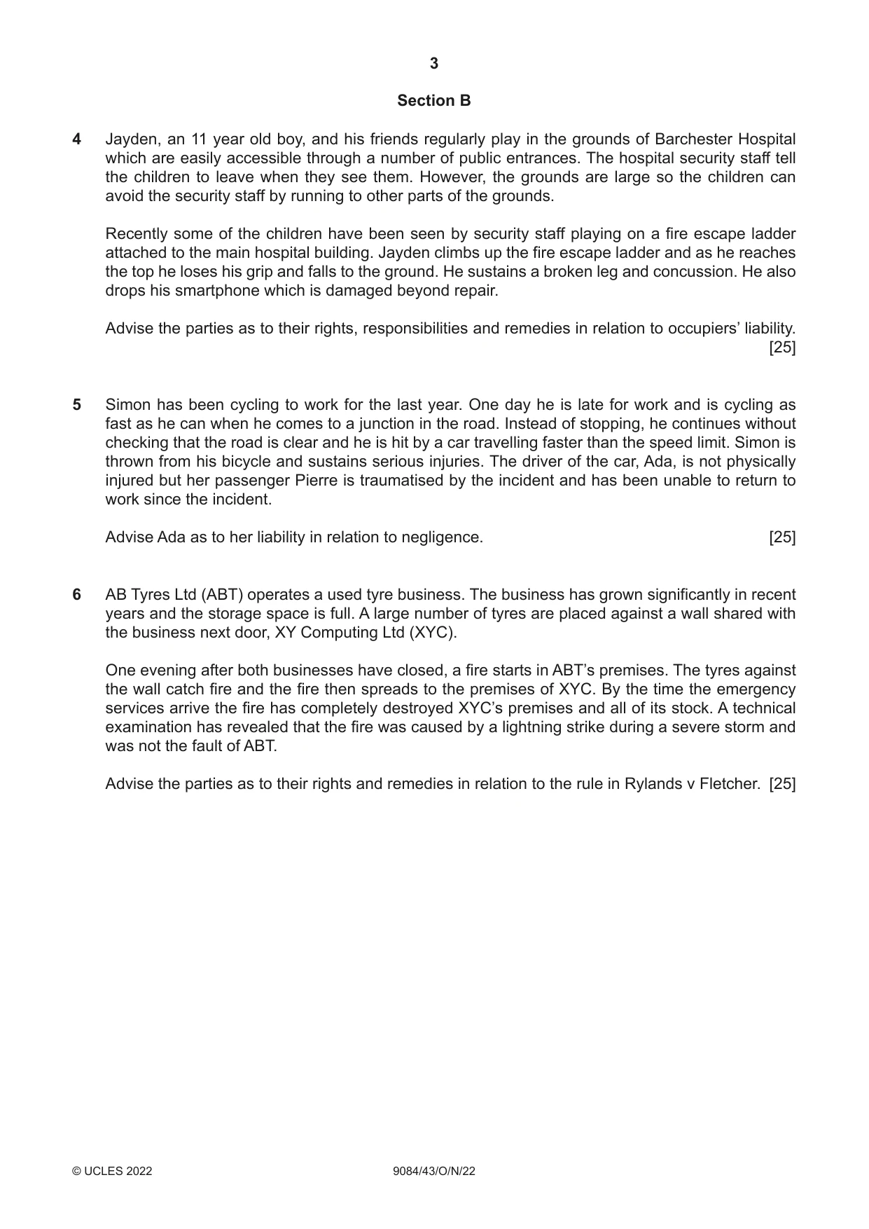 Cambridge A Level Law 9084 2022 Oct/Nov Paper 4 · Variant 3 question paper, page 3 of 4