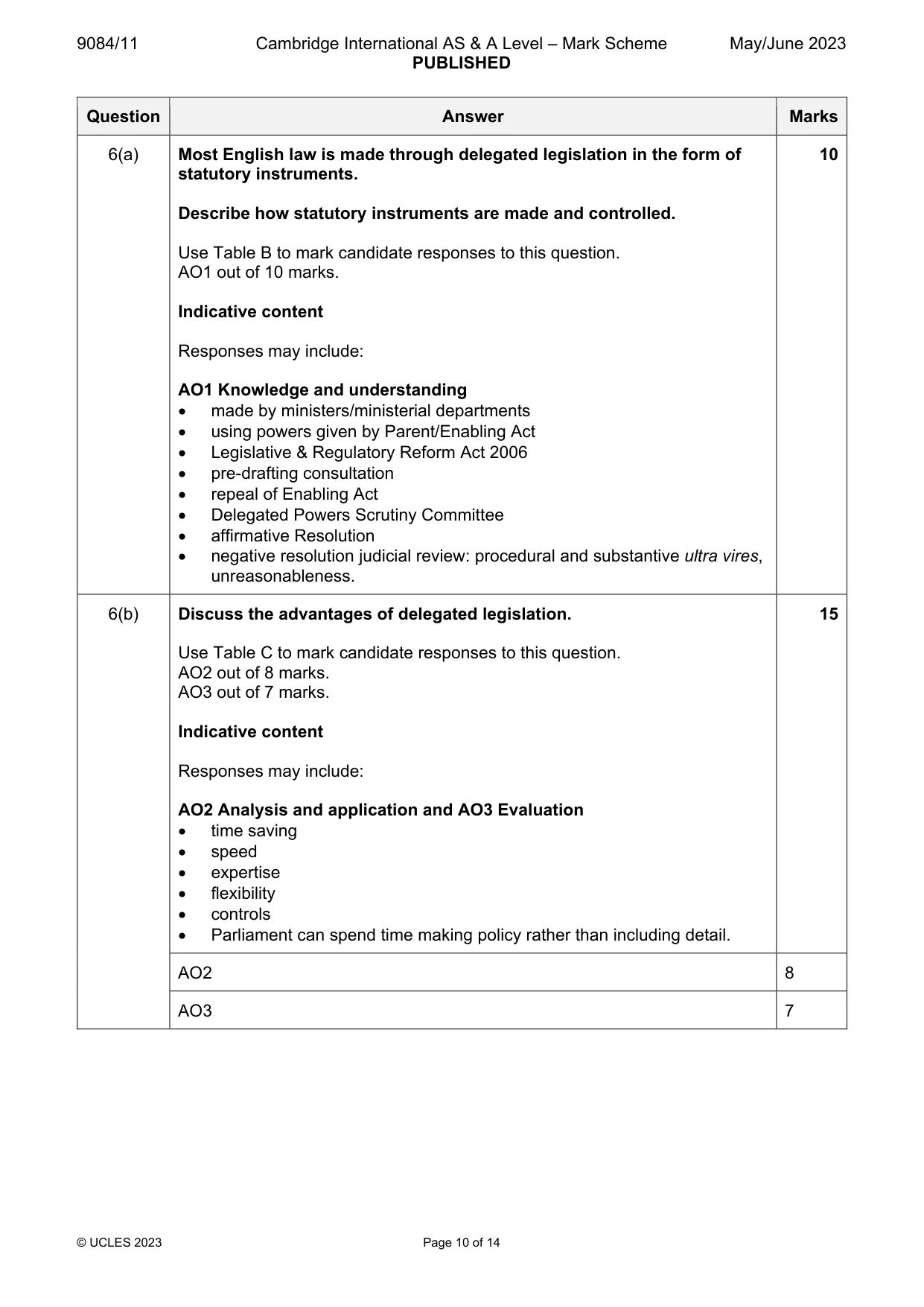 Mark scheme, page 10 of 14