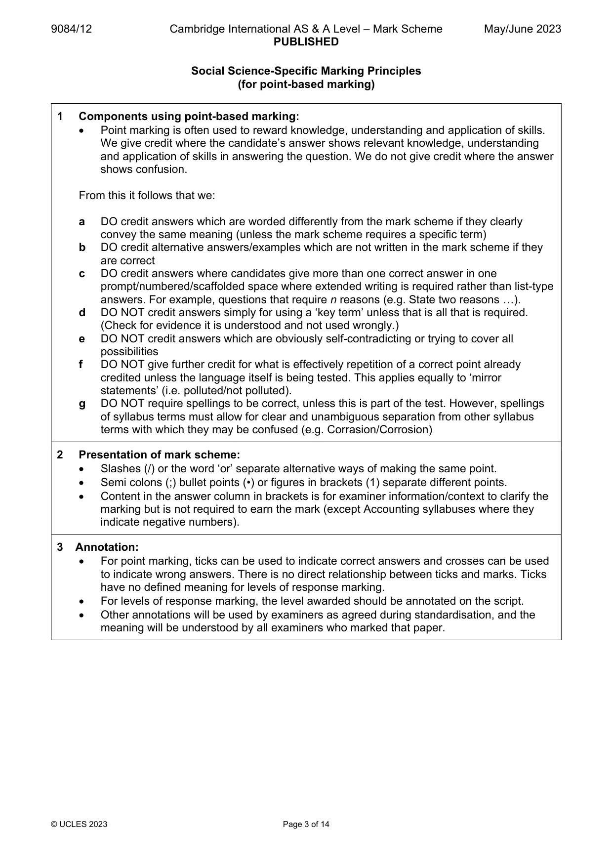 Mark scheme, page 3 of 14