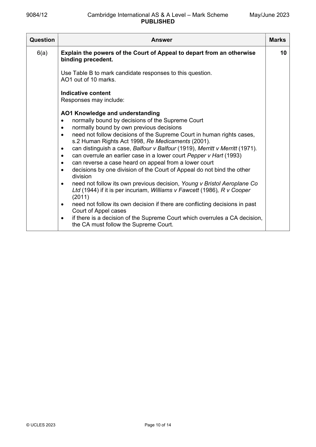Mark scheme, page 10 of 14