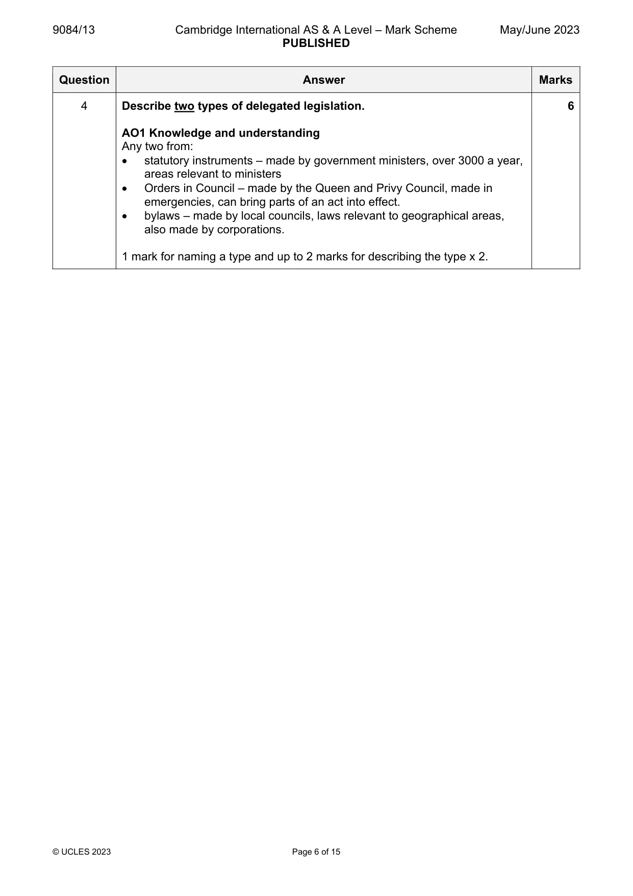 Mark scheme, page 6 of 15
