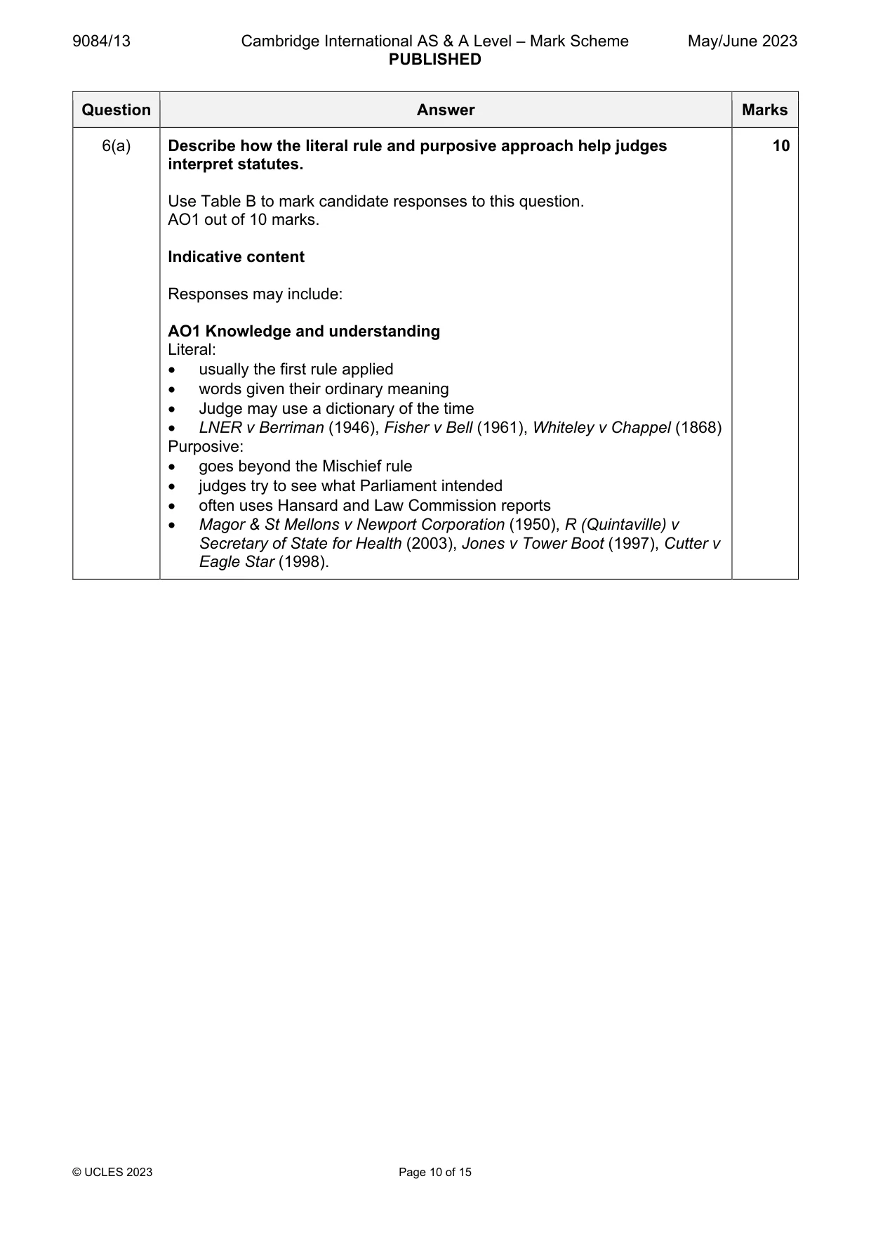 Mark scheme, page 10 of 15