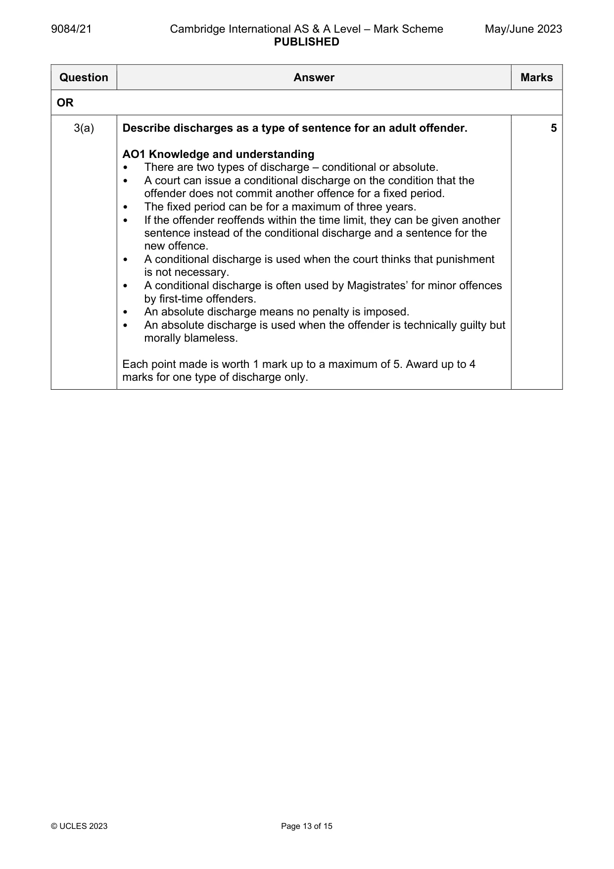 Mark scheme, page 13 of 15