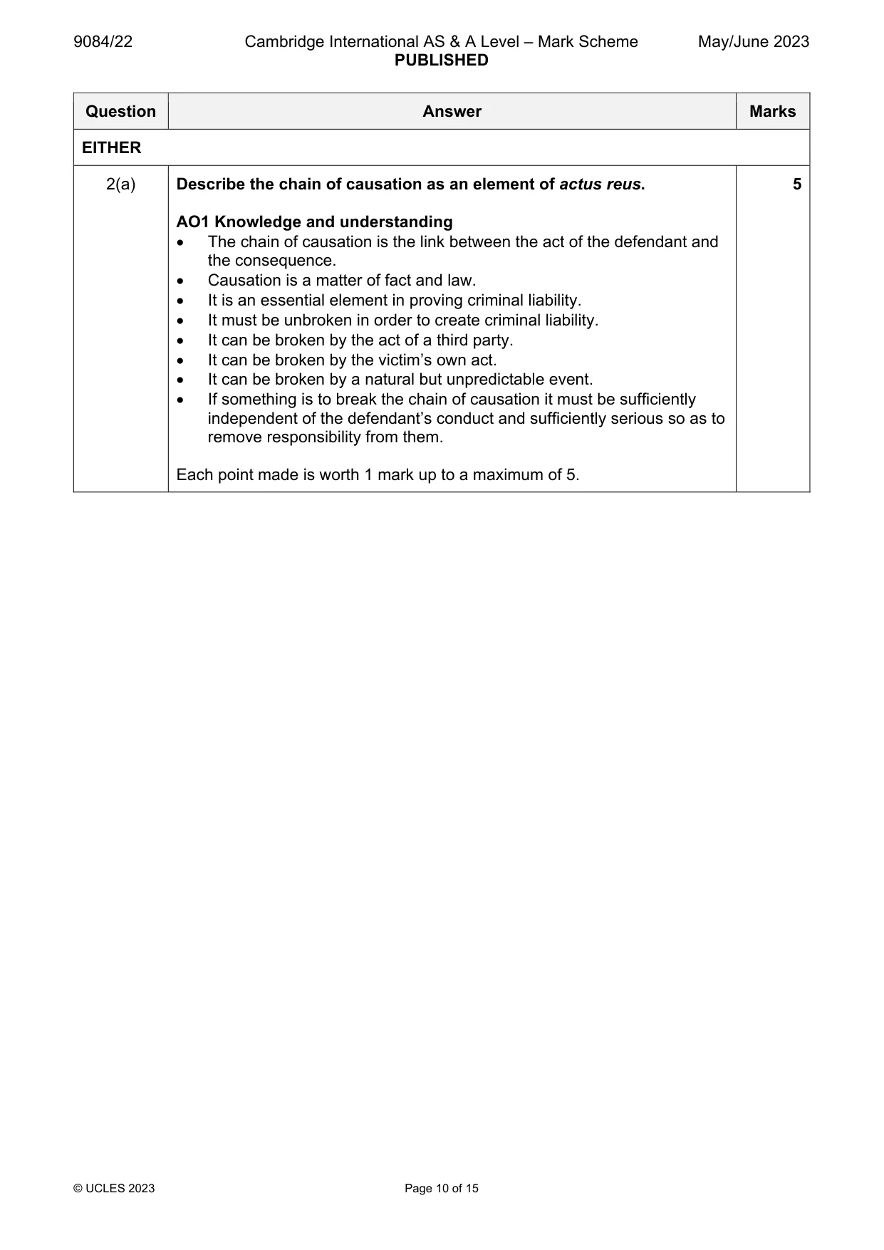 Mark scheme, page 10 of 15
