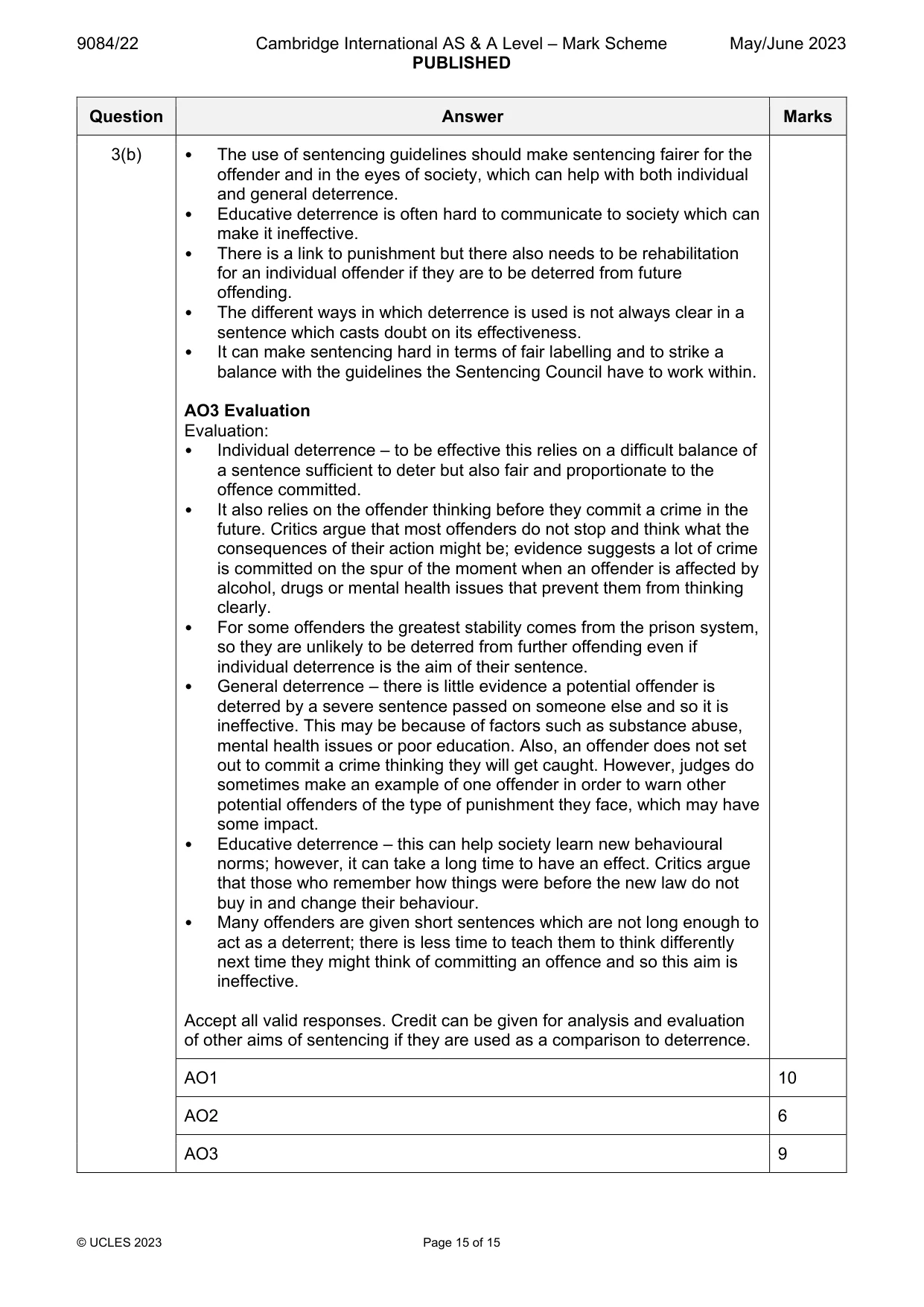 Mark scheme, page 15 of 15