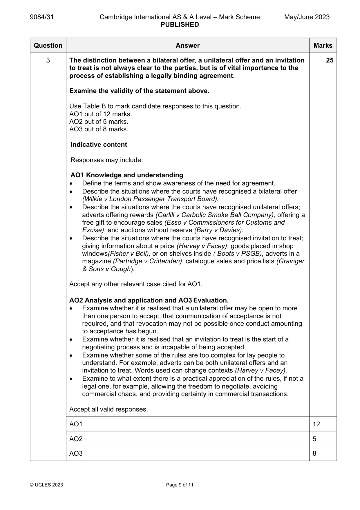 Mark scheme, page 9 of 11
