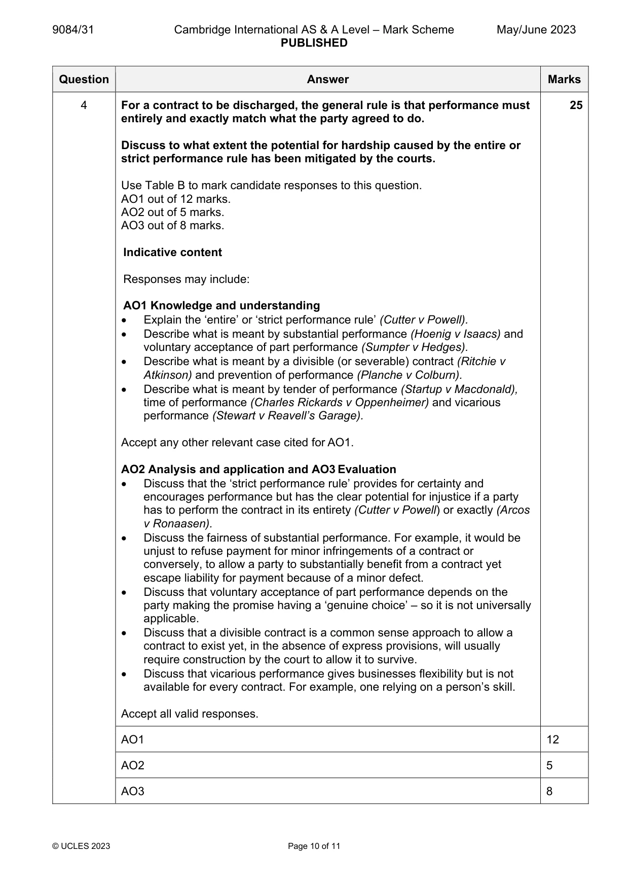 Mark scheme, page 10 of 11