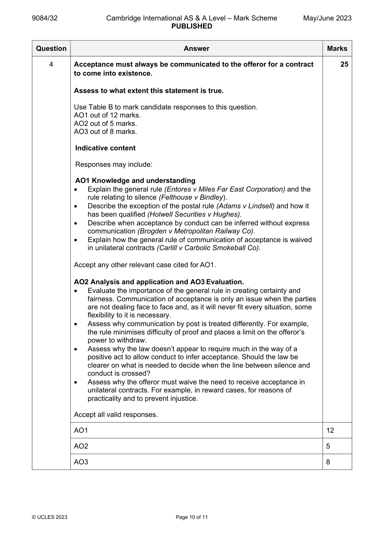 Mark scheme, page 10 of 11