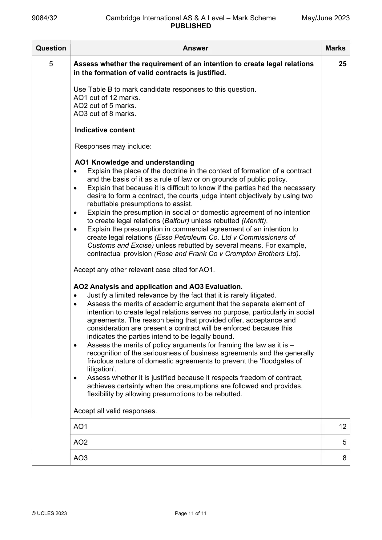 Mark scheme, page 11 of 11