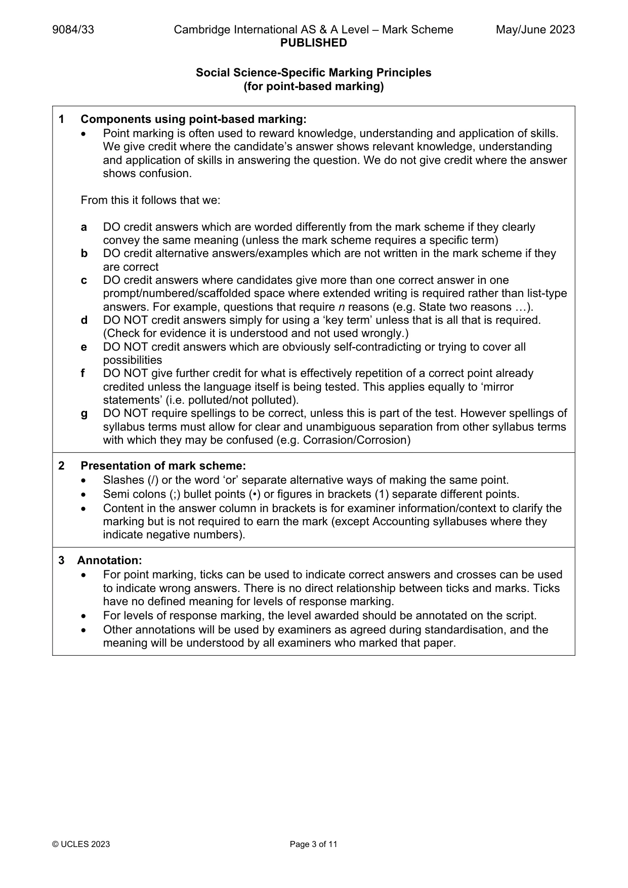 Mark scheme, page 3 of 11