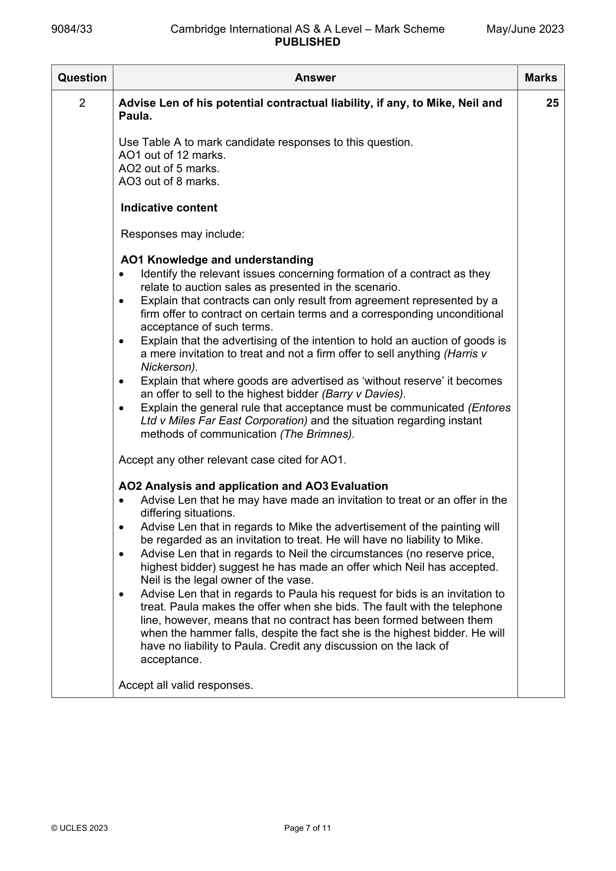 Mark scheme, page 7 of 11