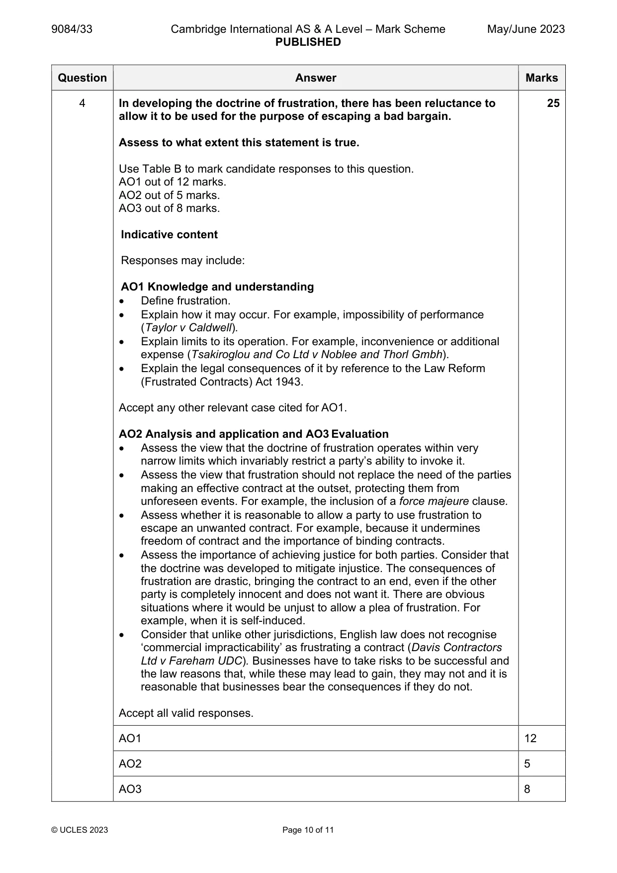 Mark scheme, page 10 of 11
