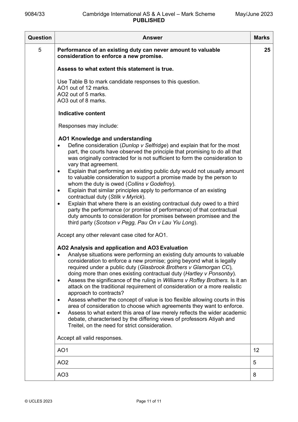 Mark scheme, page 11 of 11