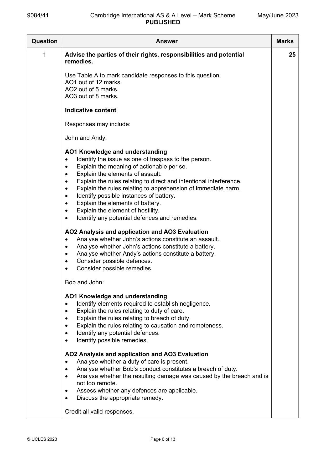 Mark scheme, page 6 of 13