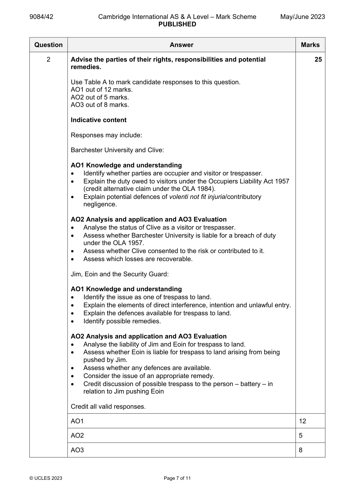 Mark scheme, page 7 of 11