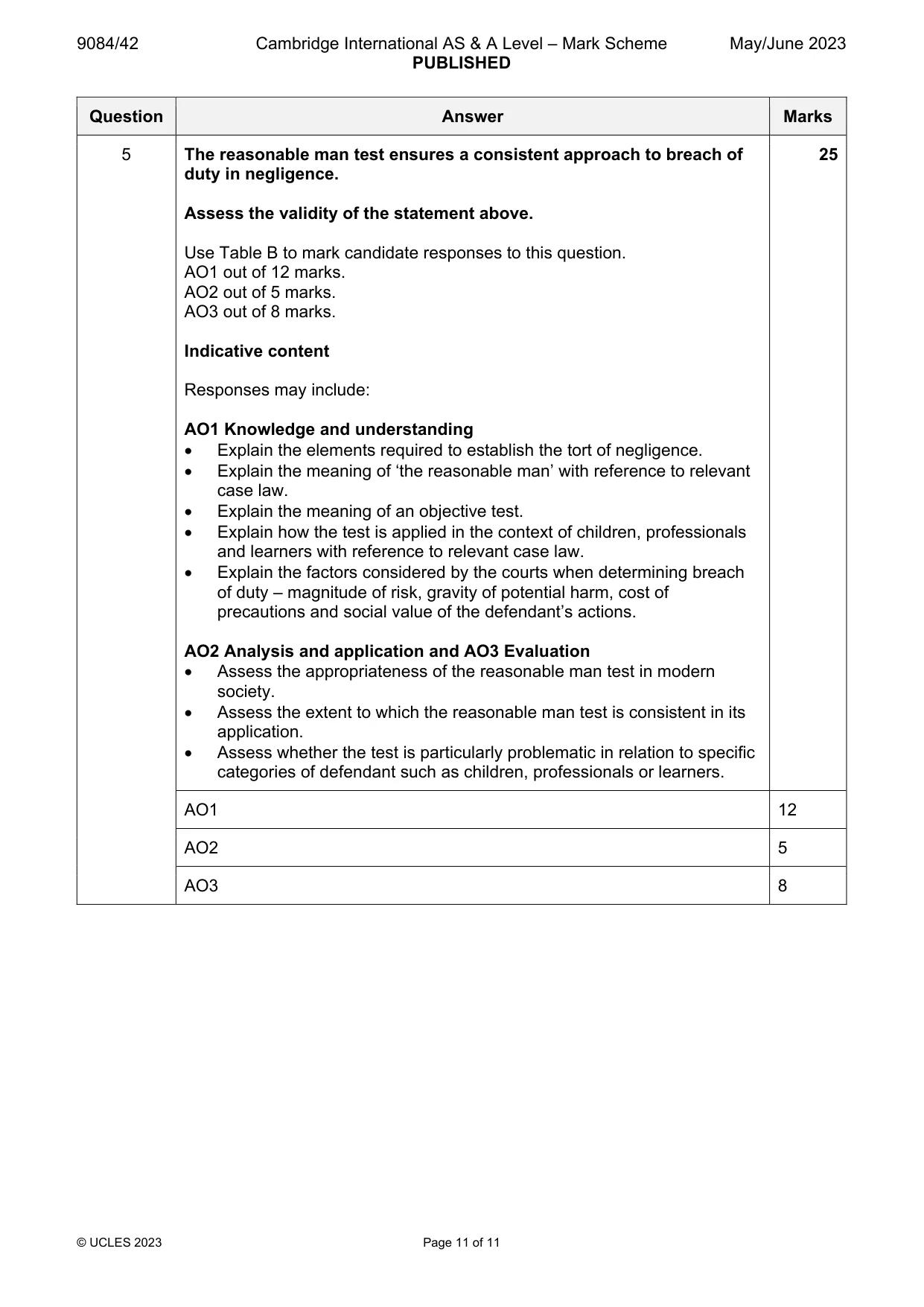 Mark scheme, page 11 of 11