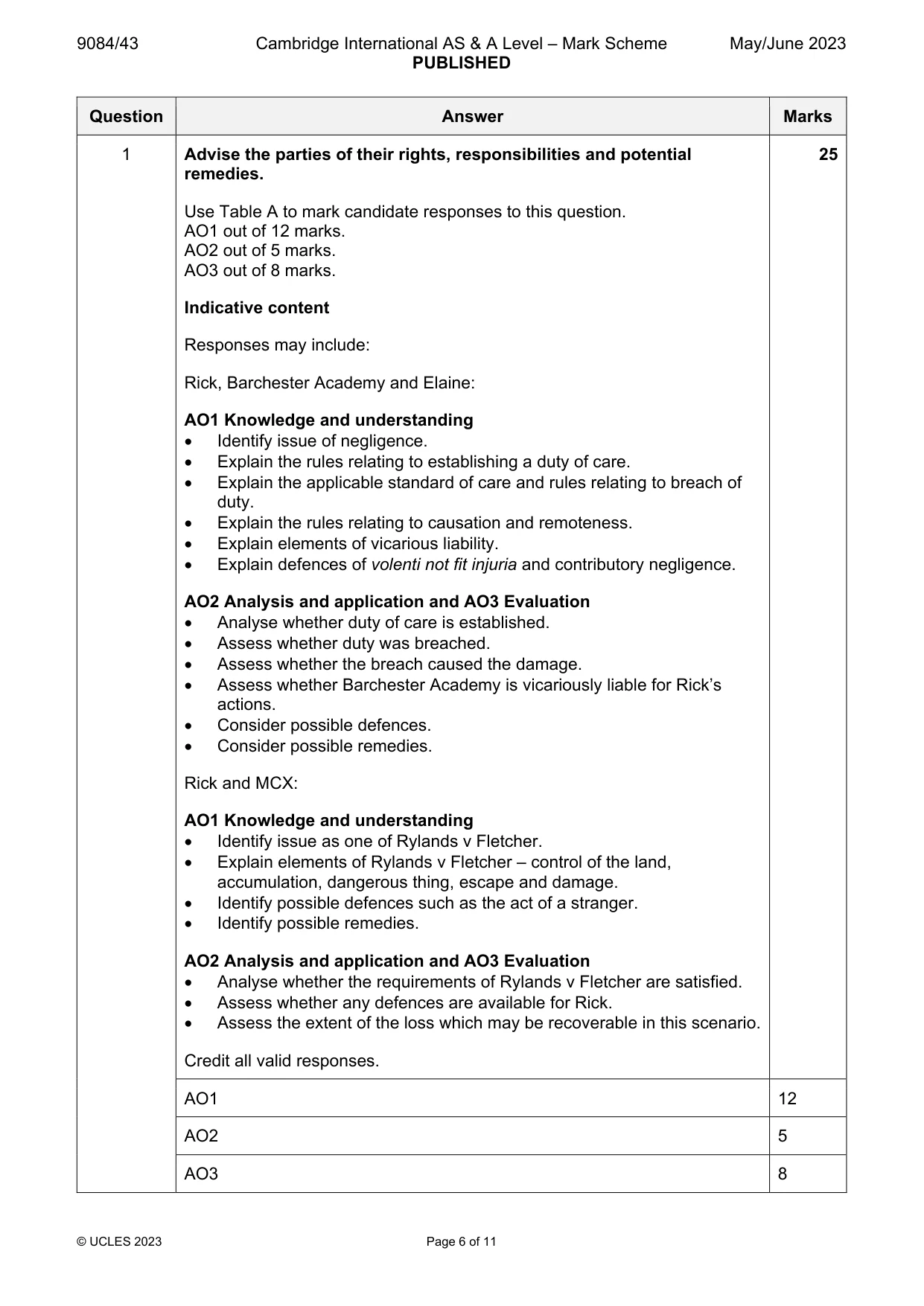 Mark scheme, page 6 of 11