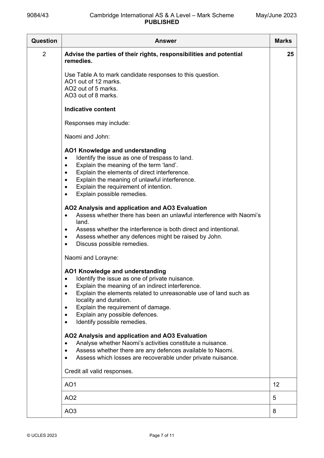 Mark scheme, page 7 of 11