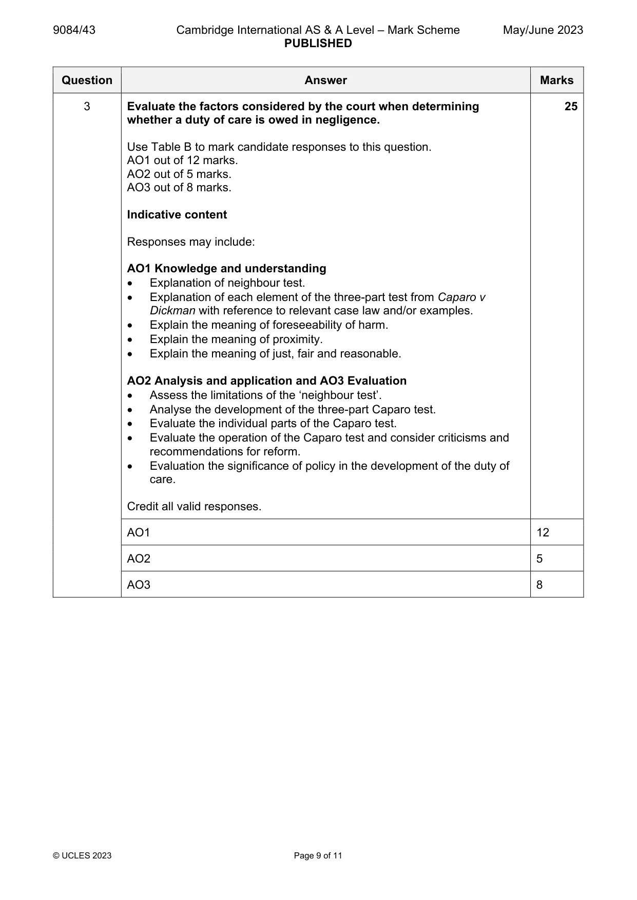Mark scheme, page 9 of 11