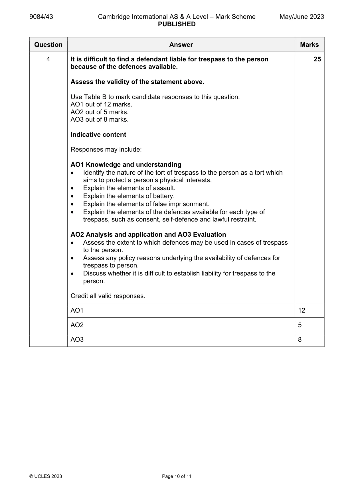 Mark scheme, page 10 of 11