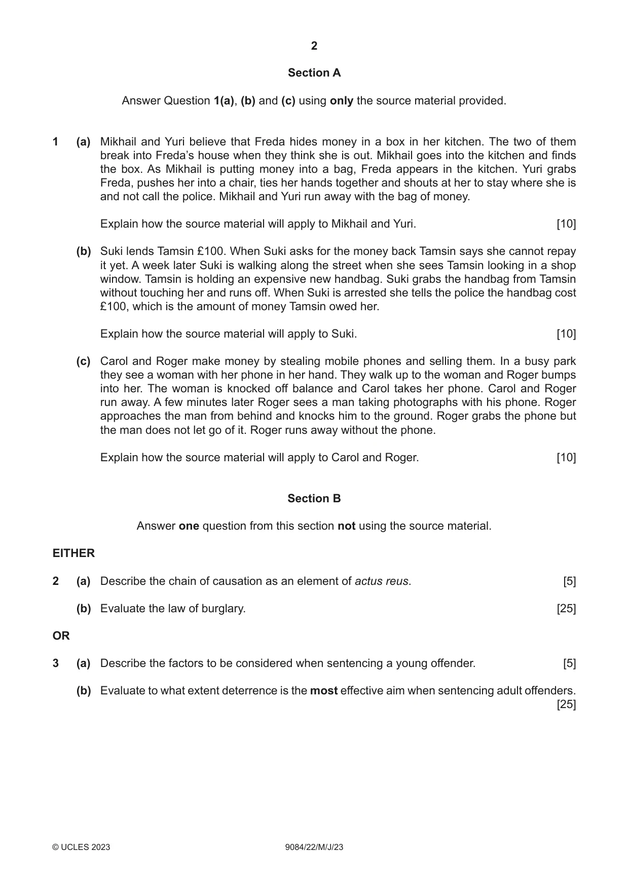 Cambridge A Level Law 9084 2023 May/June Paper 2 · Variant 2 question paper, page 2 of 4