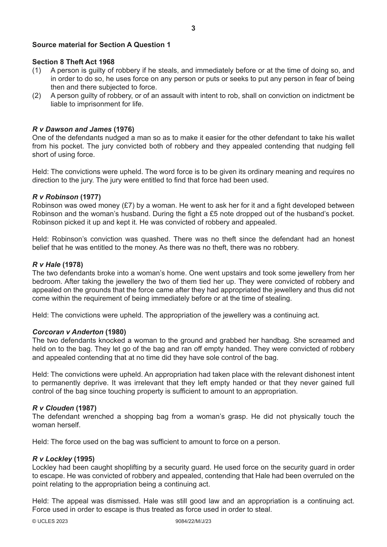 Cambridge A Level Law 9084 2023 May/June Paper 2 · Variant 2 question paper, page 3 of 4