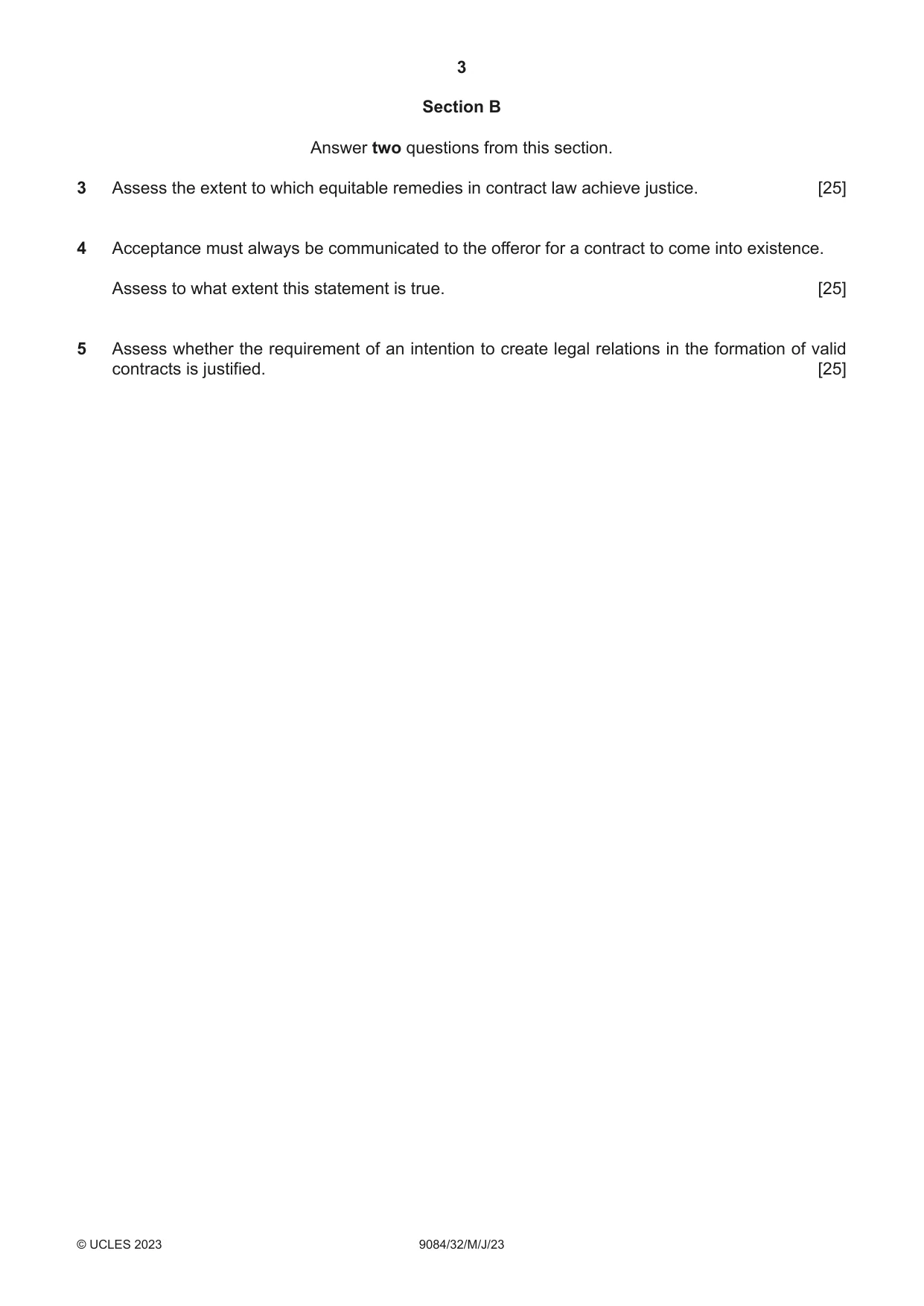 Cambridge A Level Law 9084 2023 May/June Paper 3 · Variant 2 question paper, page 3 of 4