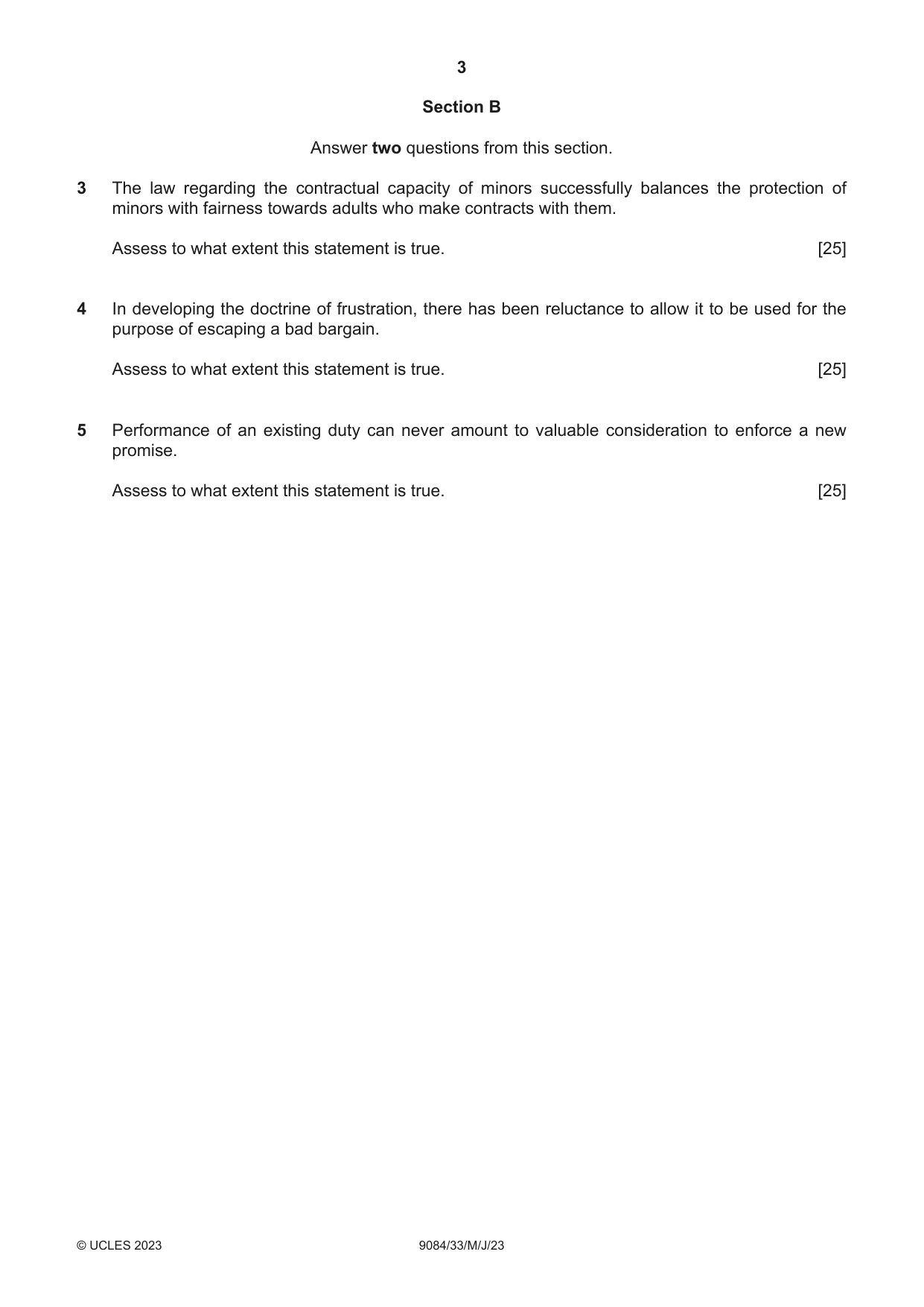 Cambridge A Level Law 9084 2023 May/June Paper 3 · Variant 3 question paper, page 3 of 4