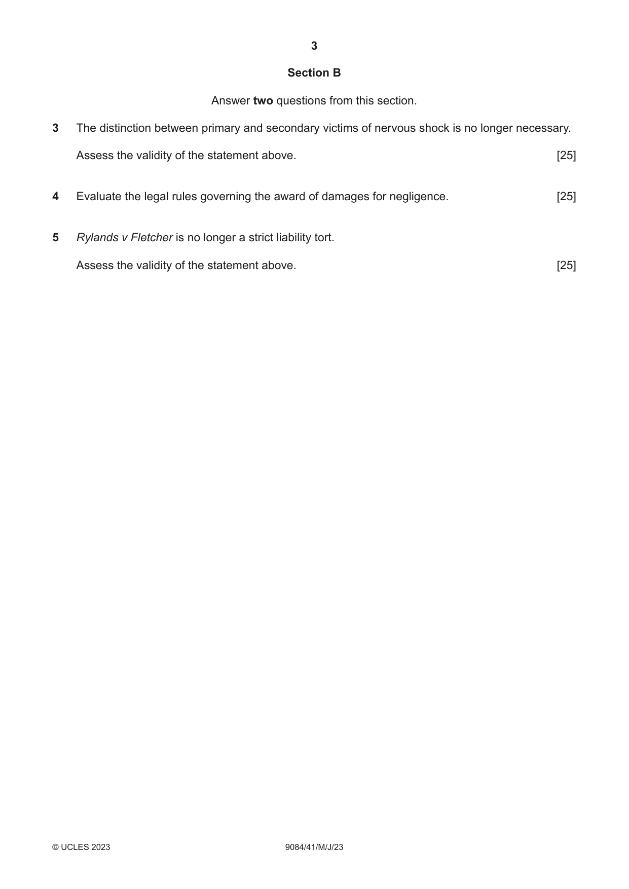 Cambridge A Level Law 9084 2023 May/June Paper 4 · Variant 1 question paper, page 3 of 4