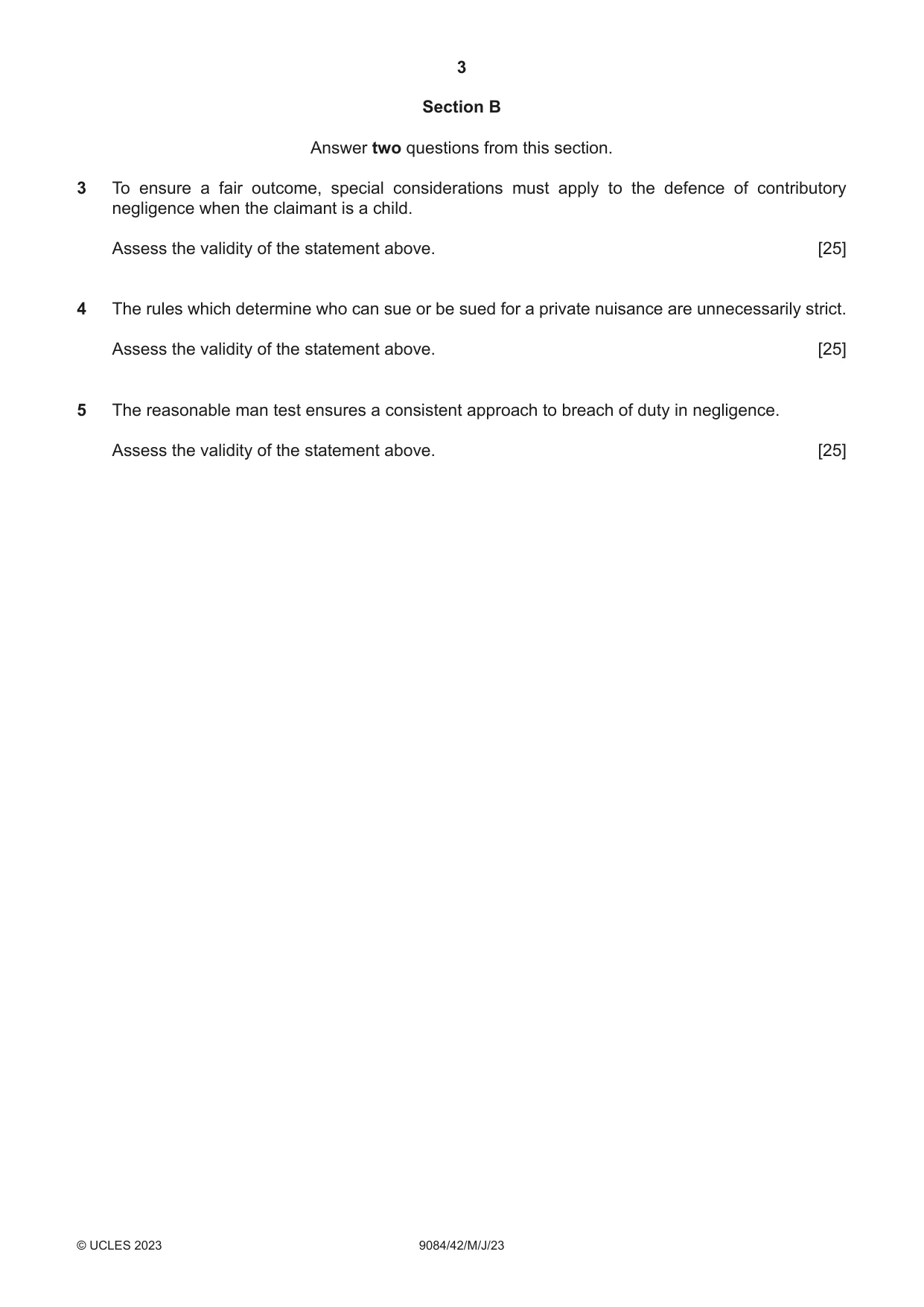 Cambridge A Level Law 9084 2023 May/June Paper 4 · Variant 2 question paper, page 3 of 4