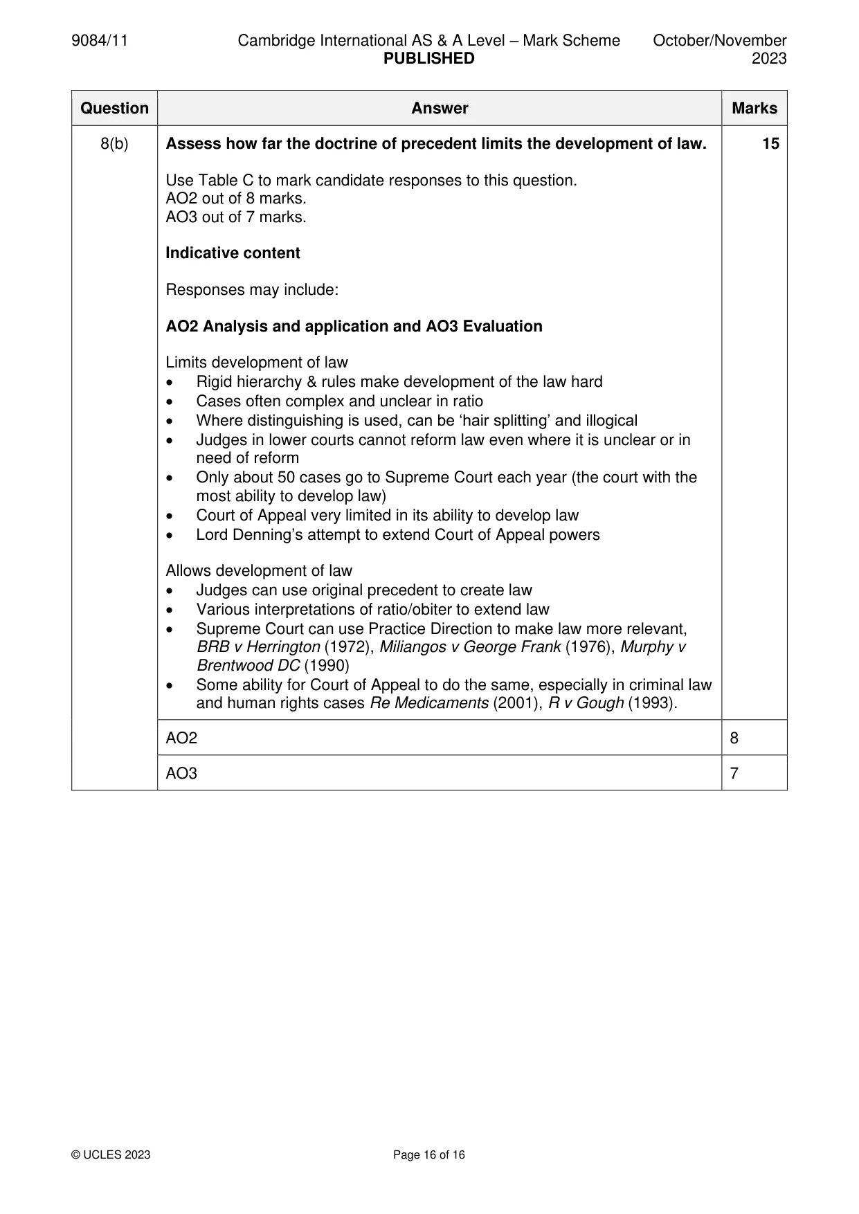 Mark scheme, page 16 of 16