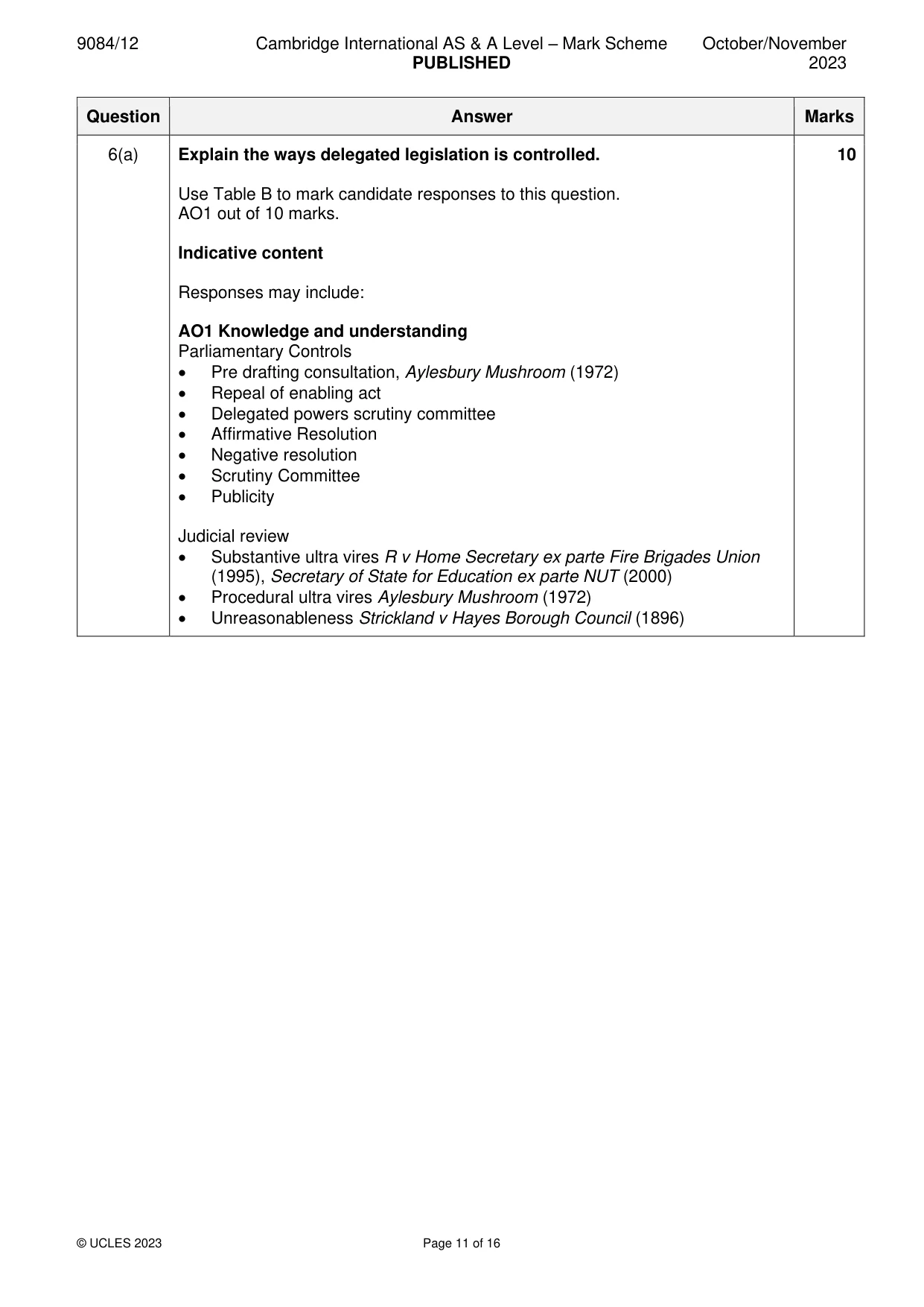Mark scheme, page 11 of 16