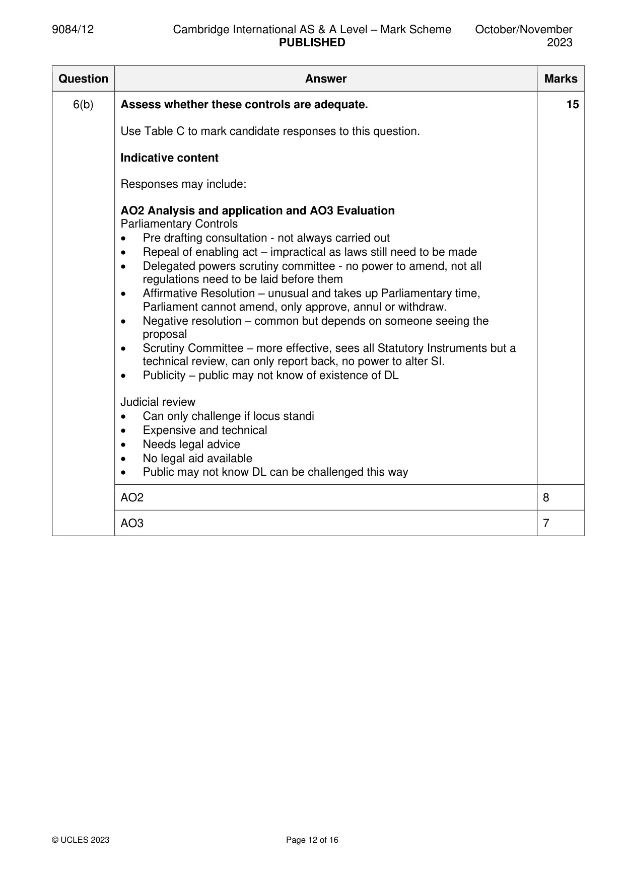 Mark scheme, page 12 of 16