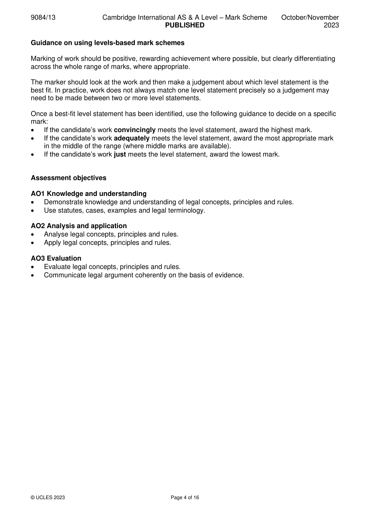 Mark scheme, page 4 of 16