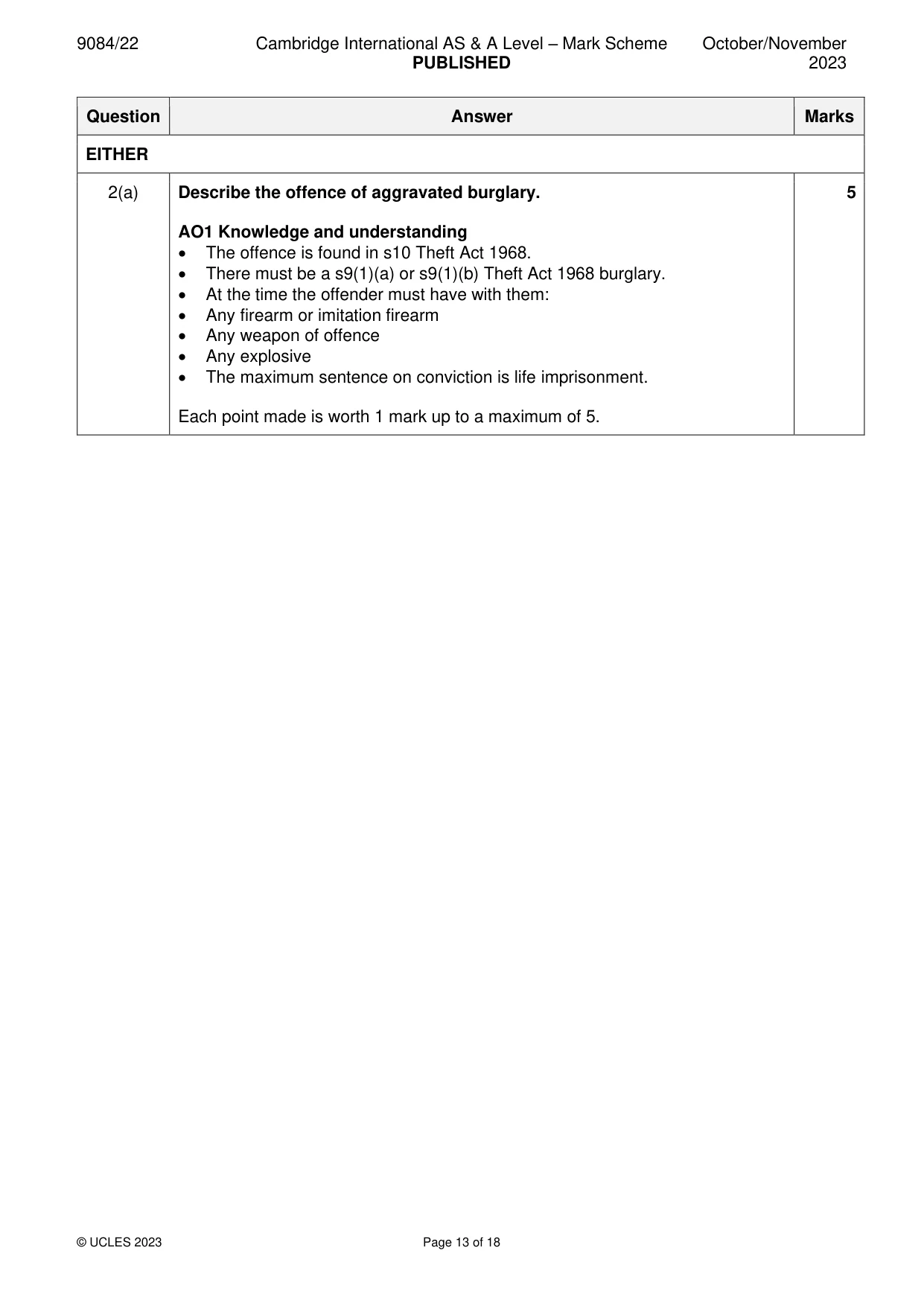 Mark scheme, page 13 of 18