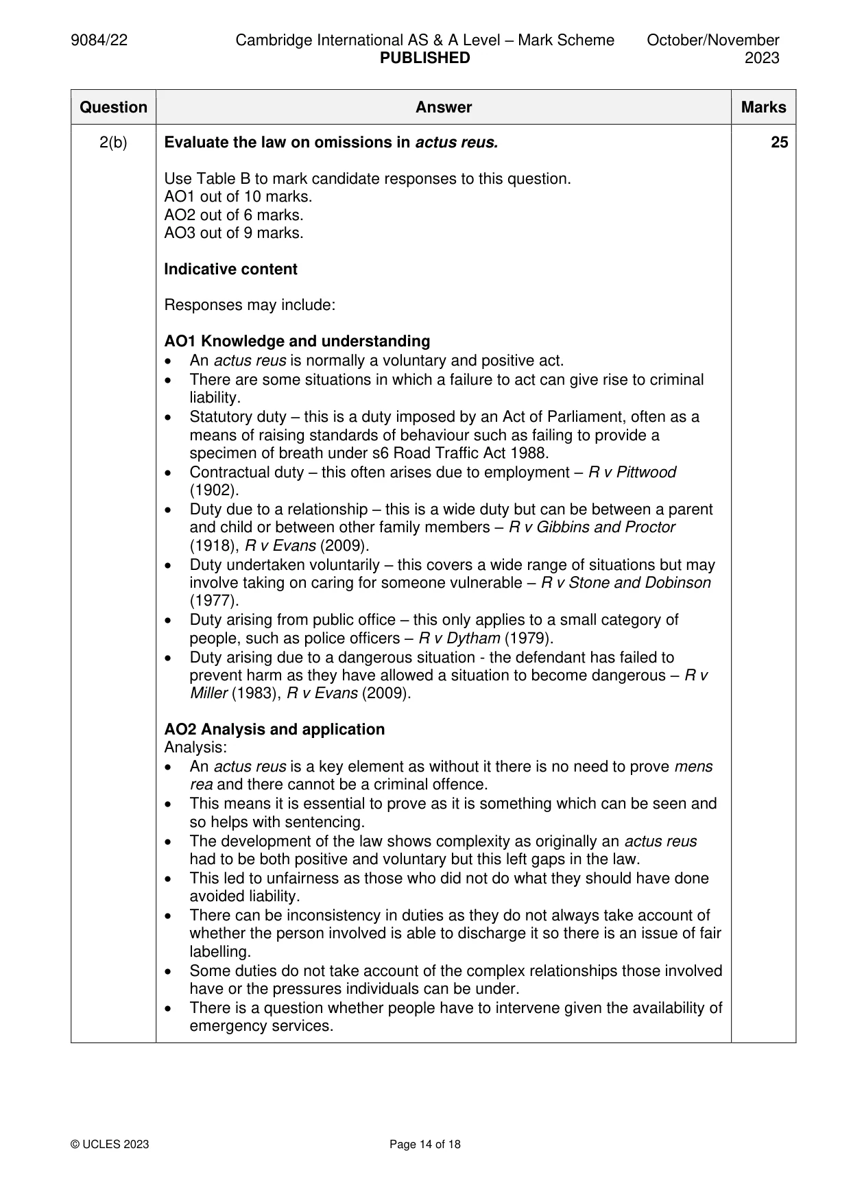 Mark scheme, page 14 of 18