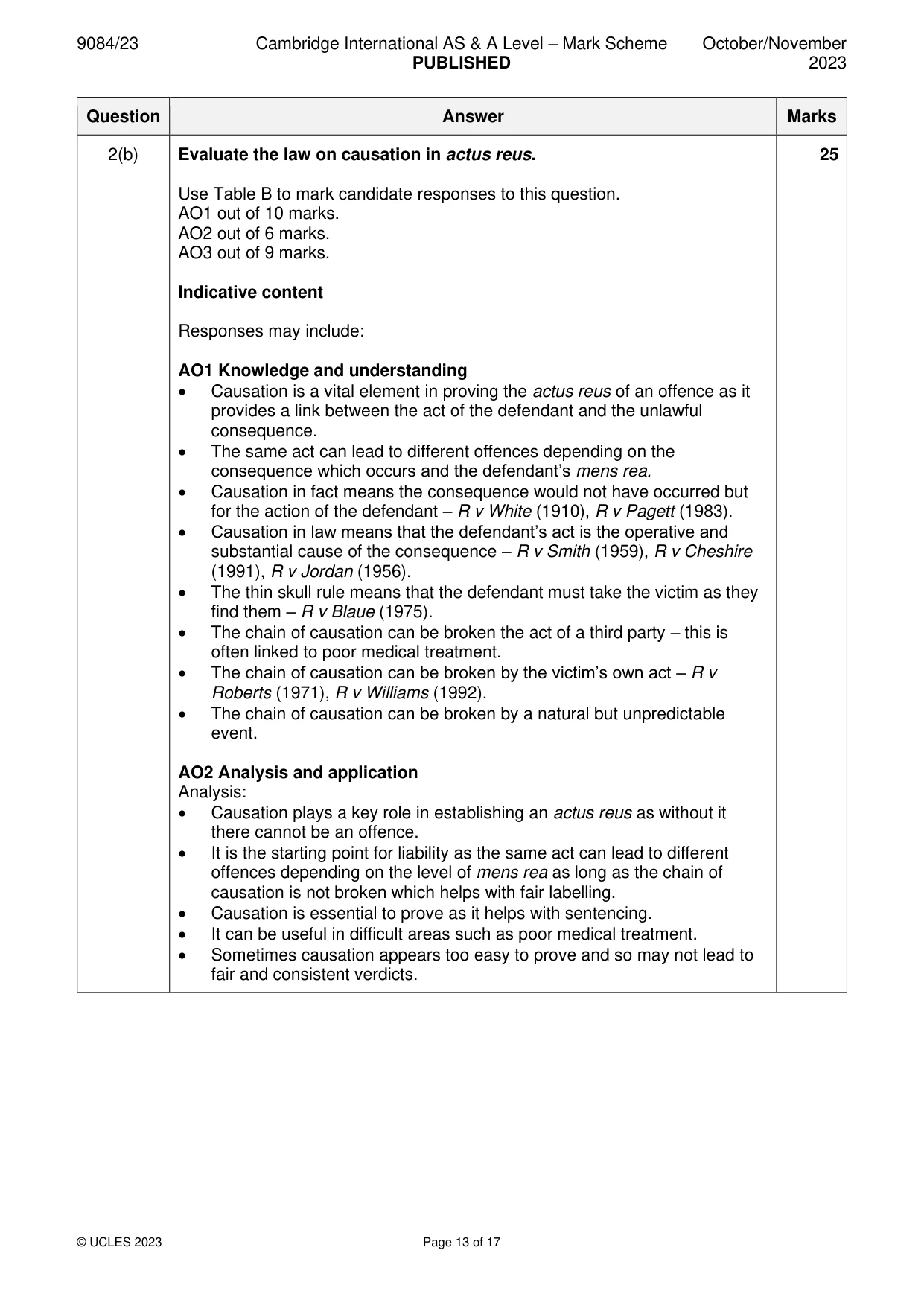 Mark scheme, page 13 of 17